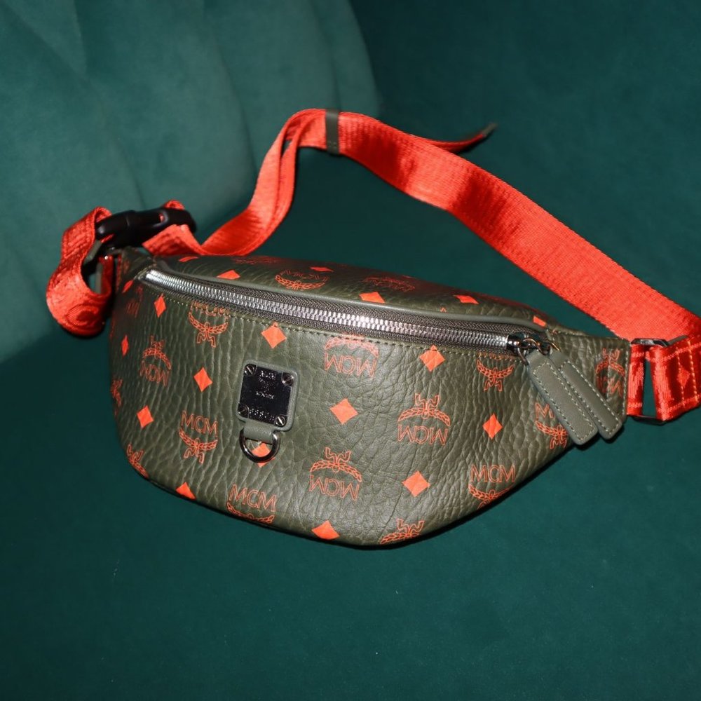 NEW MCM Skyoptic Visetos Small Fursten Belt Bag Diamond Cognac - Picture 4 of 10